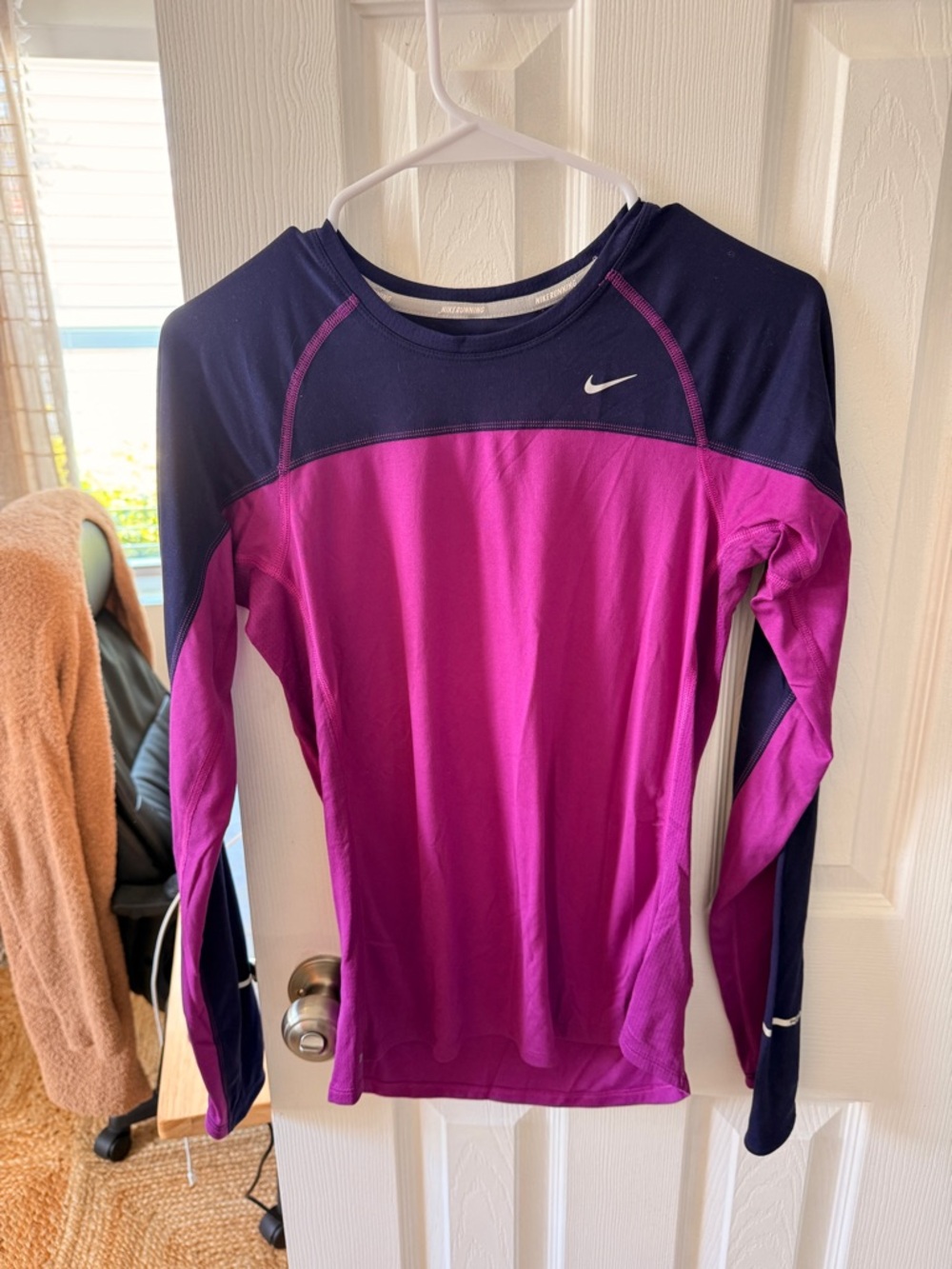Nike Magenta and Navy Long Sleeve Performance Top